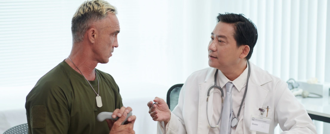 Image of Veteran receiving behavioral health support through the VA Foreign Medical Program while abroad