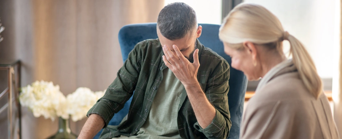 Image of Coast Guard service member in a therapy session for substance abuse support and treatment