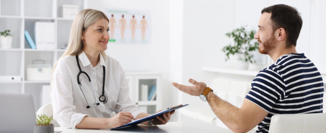 Image of a doctor writing a prescription for Suboxone as part of TRICARE-covered opioid use disorder treatment